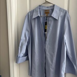 Taylor Light Blue Women's Button-Up Shirt Plus Size 24W